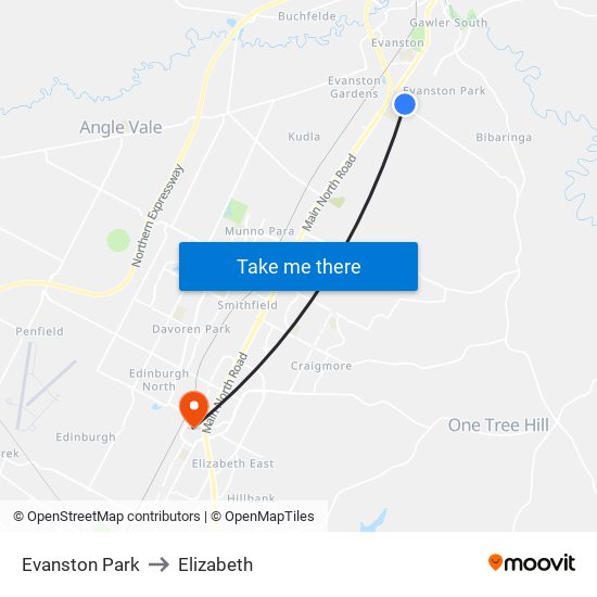 Evanston Park to Elizabeth map