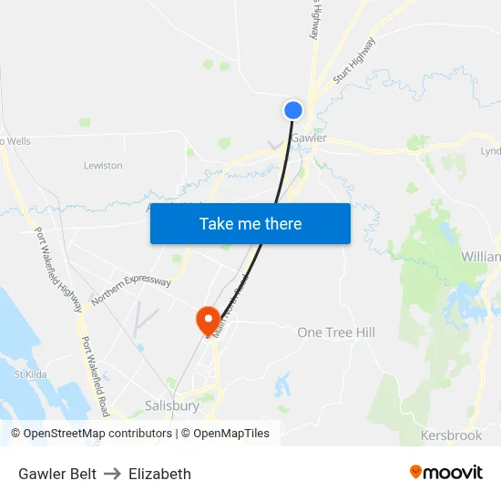 Gawler Belt to Elizabeth map