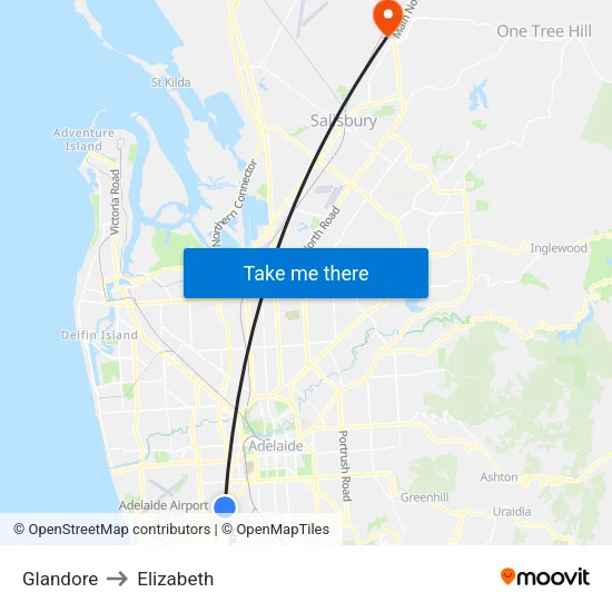 Glandore to Elizabeth map