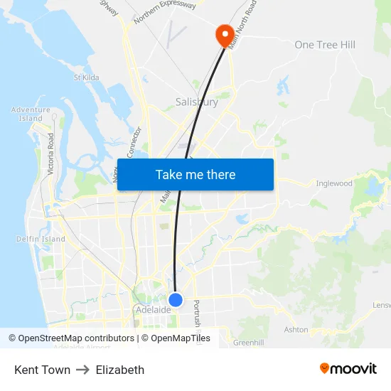 Kent Town to Elizabeth map