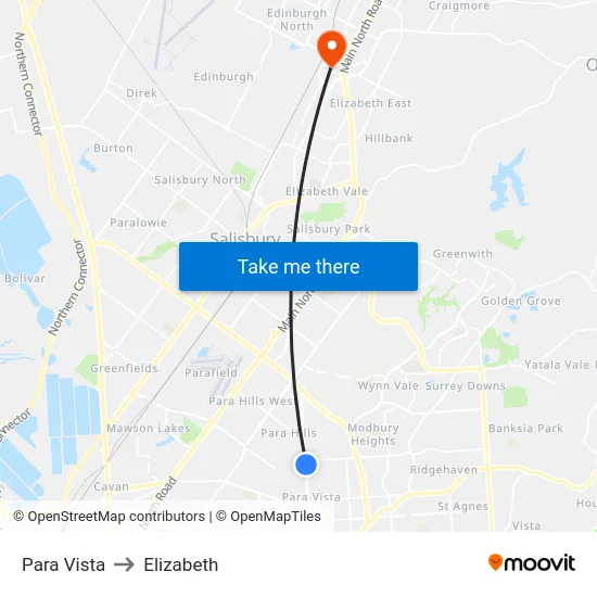 Para Vista to Elizabeth map