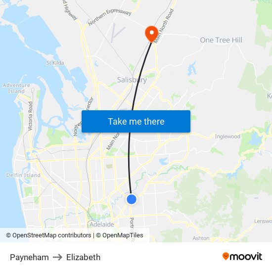 Payneham to Elizabeth map