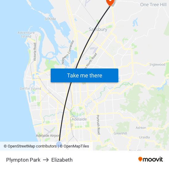 Plympton Park to Elizabeth map