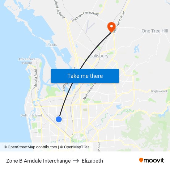 Zone B Arndale Interchange to Elizabeth map