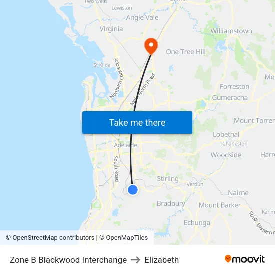 Zone B Blackwood Interchange to Elizabeth map