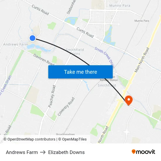 Andrews Farm to Elizabeth Downs map