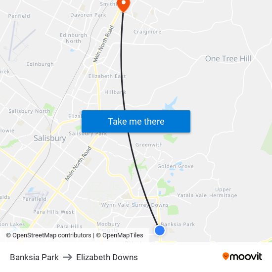 Banksia Park to Elizabeth Downs map
