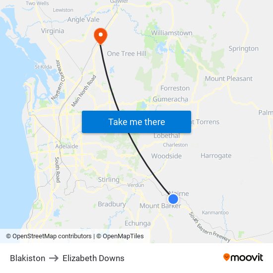 Blakiston to Elizabeth Downs map