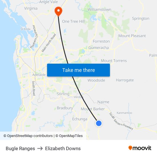 Bugle Ranges to Elizabeth Downs map