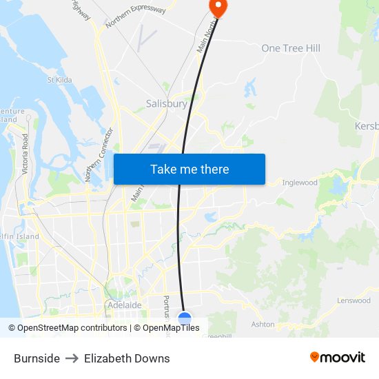 Burnside to Elizabeth Downs map