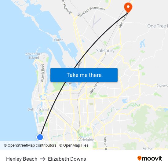 Henley Beach to Elizabeth Downs map
