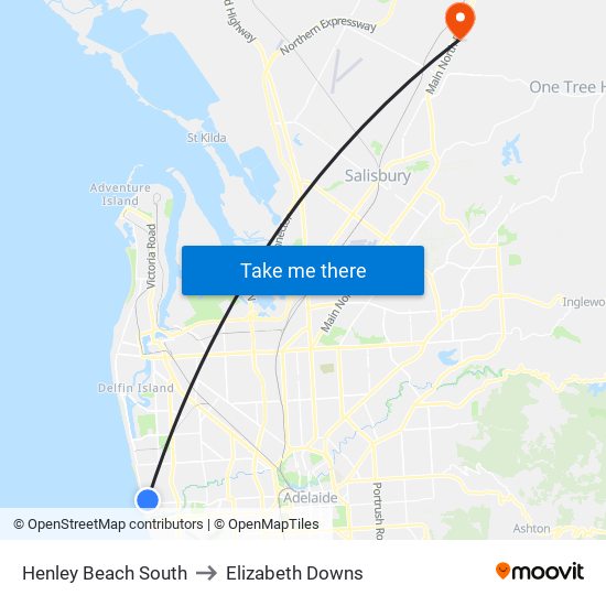 Henley Beach South to Elizabeth Downs map