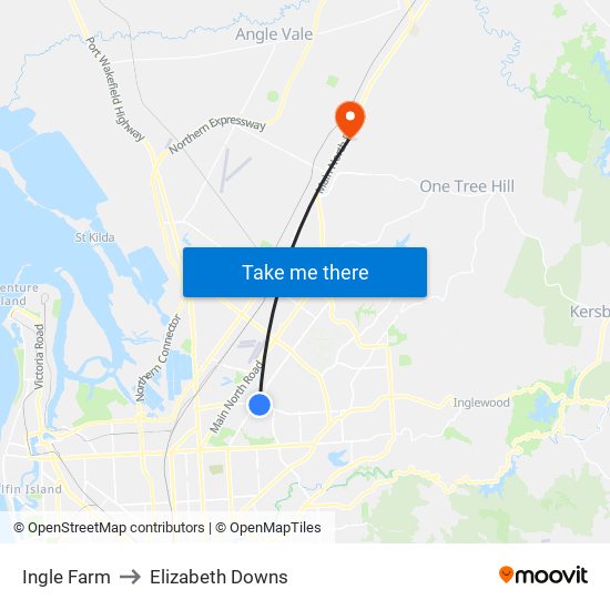 Ingle Farm to Elizabeth Downs map