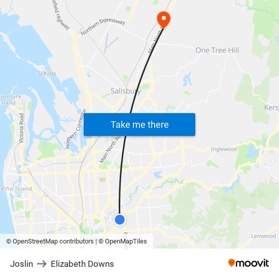 Joslin to Elizabeth Downs map