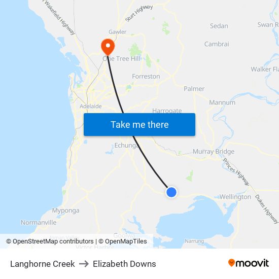 Langhorne Creek to Elizabeth Downs map