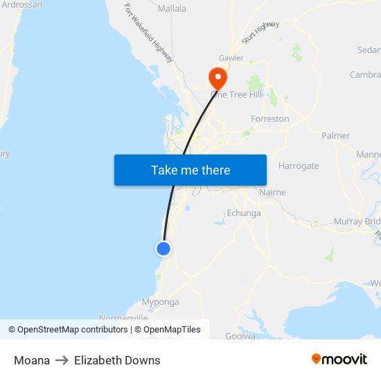 Moana to Elizabeth Downs map