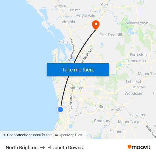 North Brighton to Elizabeth Downs map