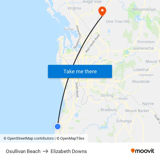 Osullivan Beach to Elizabeth Downs map