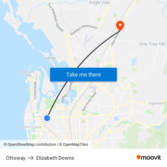 Ottoway to Elizabeth Downs map