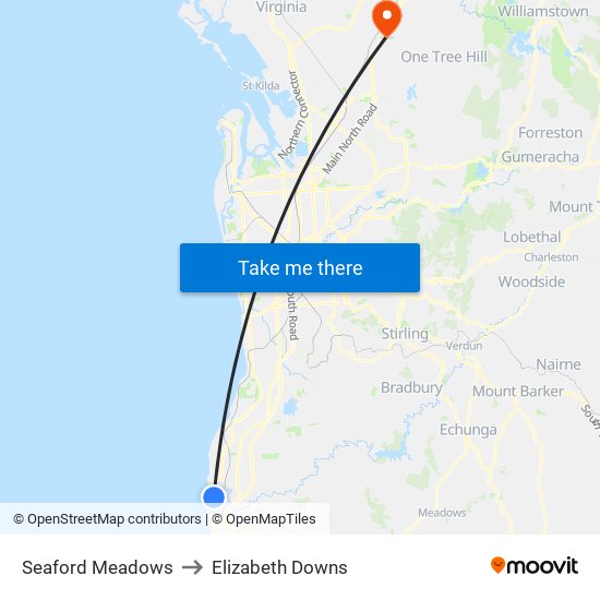 Seaford Meadows to Elizabeth Downs map