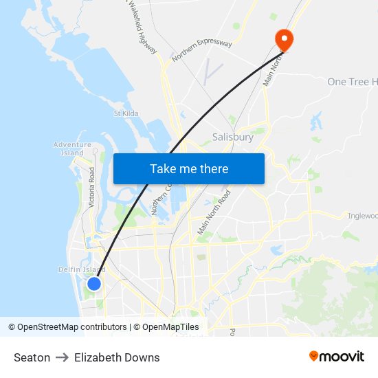 Seaton to Elizabeth Downs map