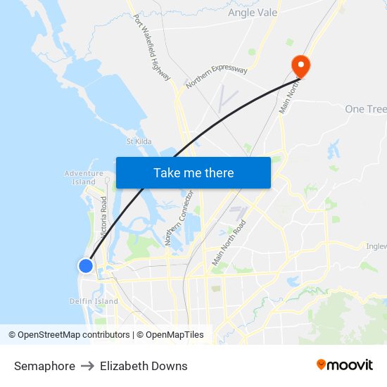 Semaphore to Elizabeth Downs map
