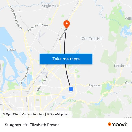 St Agnes to Elizabeth Downs map