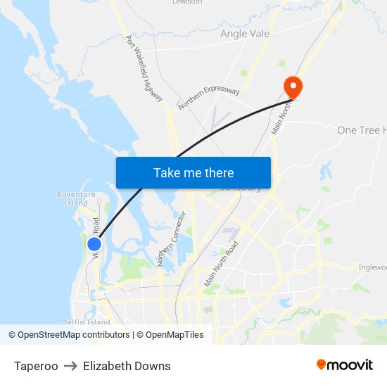 Taperoo to Elizabeth Downs map