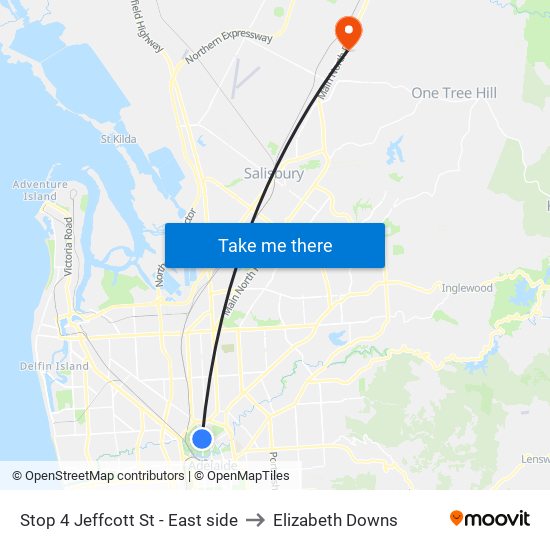 Stop 4 Jeffcott St - East side to Elizabeth Downs map