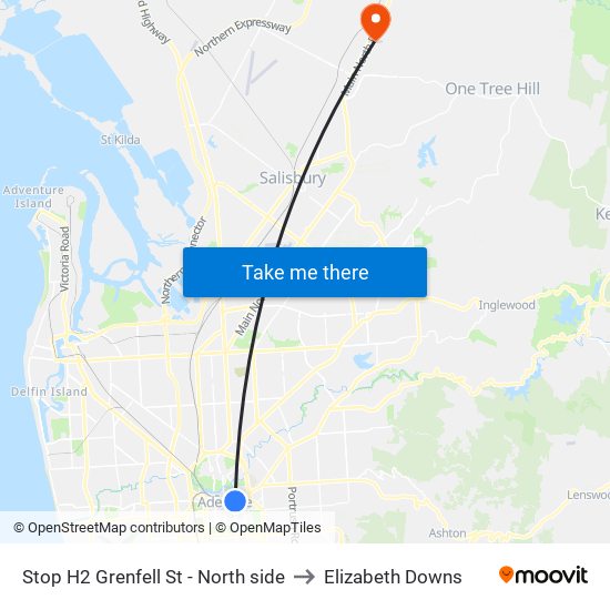 Stop H2 Grenfell St - North side to Elizabeth Downs map