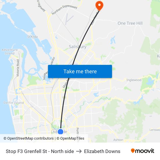 Stop F3 Grenfell St - North side to Elizabeth Downs map