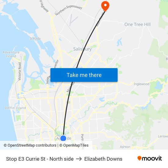 Stop E3 Currie St - North side to Elizabeth Downs map