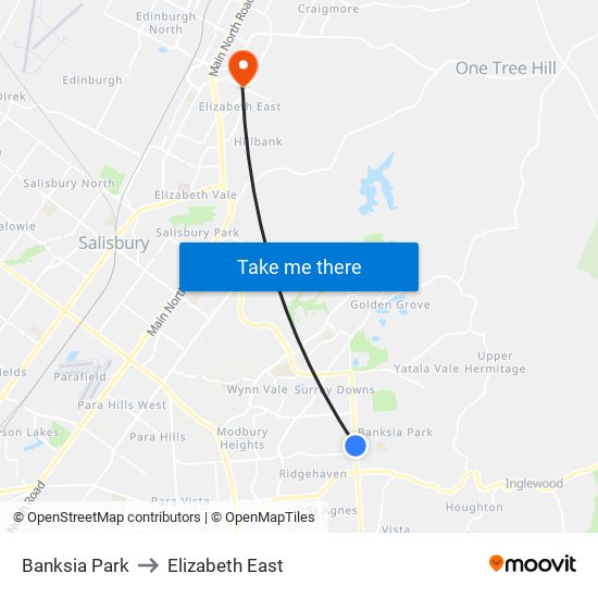 Banksia Park to Elizabeth East map