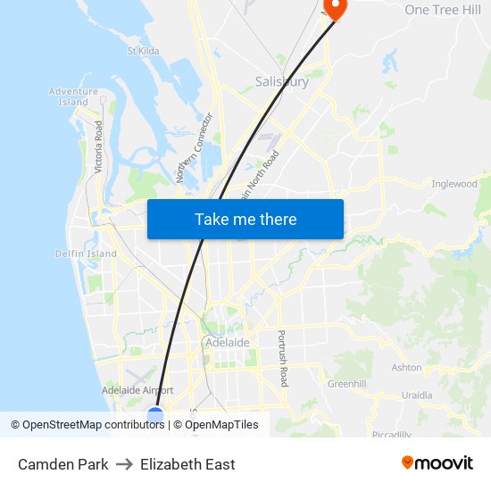 Camden Park to Elizabeth East map