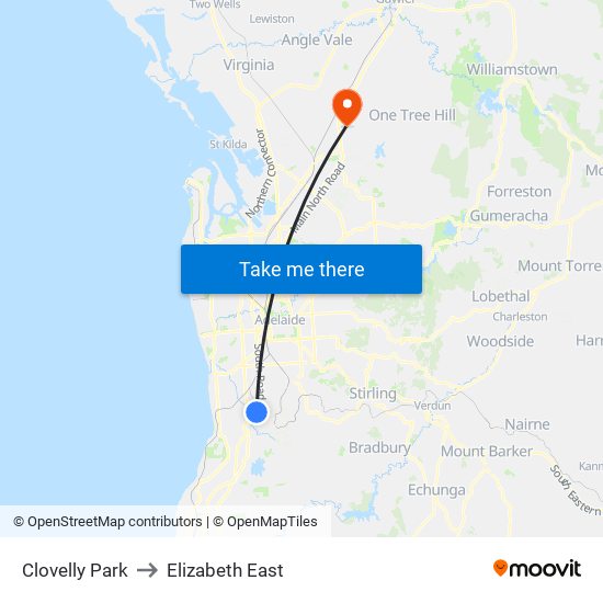 Clovelly Park to Elizabeth East map