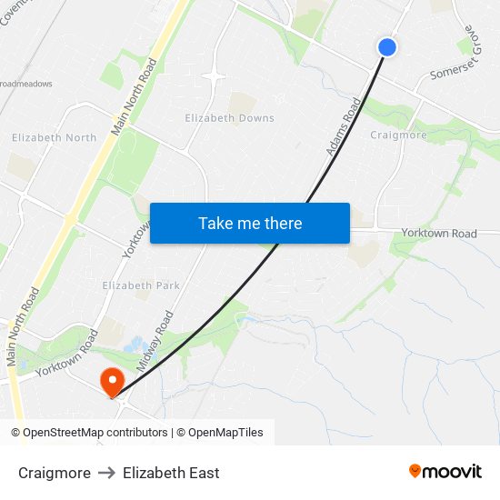 Craigmore to Elizabeth East map
