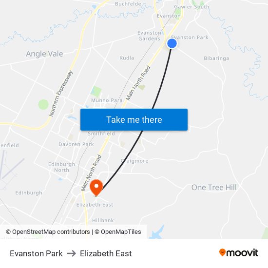 Evanston Park to Elizabeth East map