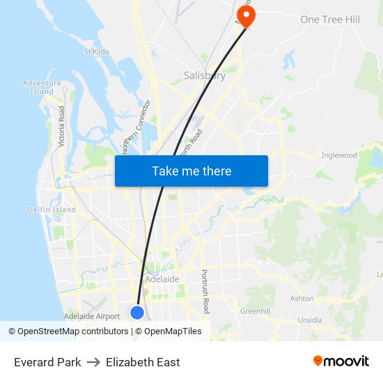 Everard Park to Elizabeth East map