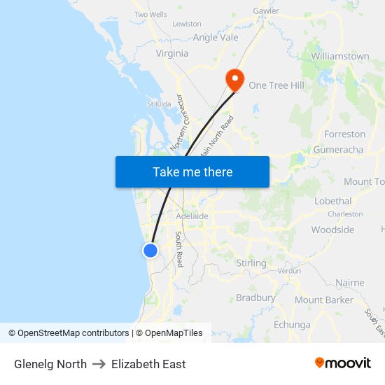 Glenelg North to Elizabeth East map