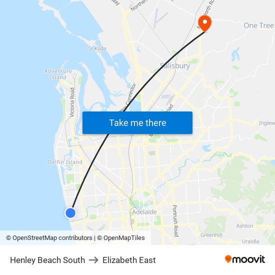 Henley Beach South to Elizabeth East map