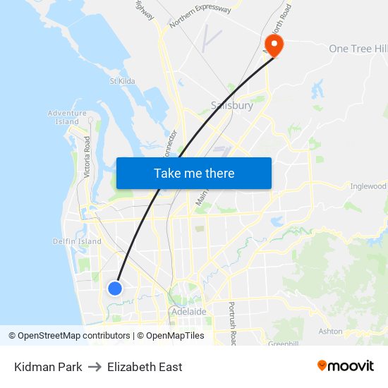 Kidman Park to Elizabeth East map