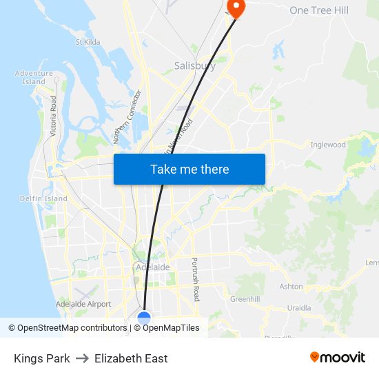 Kings Park to Elizabeth East map