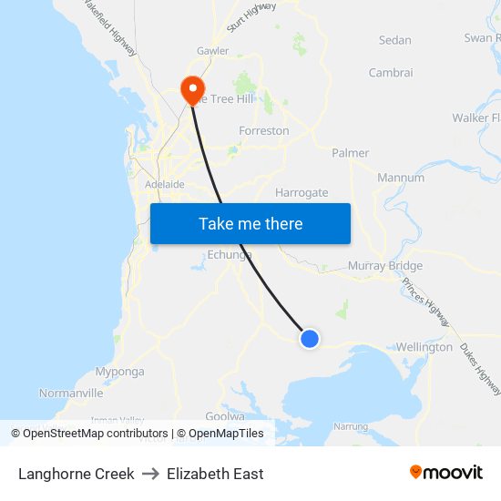 Langhorne Creek to Elizabeth East map