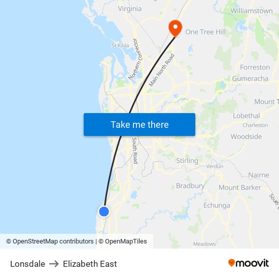 Lonsdale to Elizabeth East map