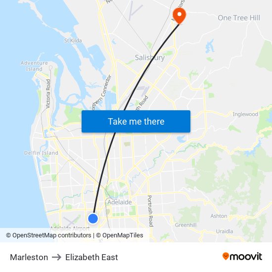 Marleston to Elizabeth East map