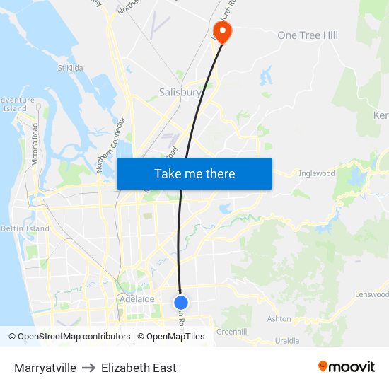 Marryatville to Elizabeth East map