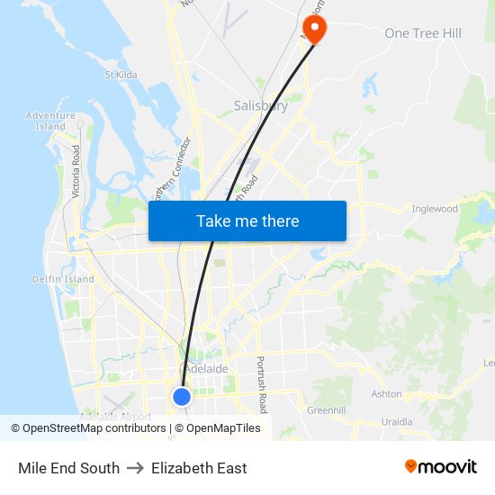 Mile End South to Elizabeth East map