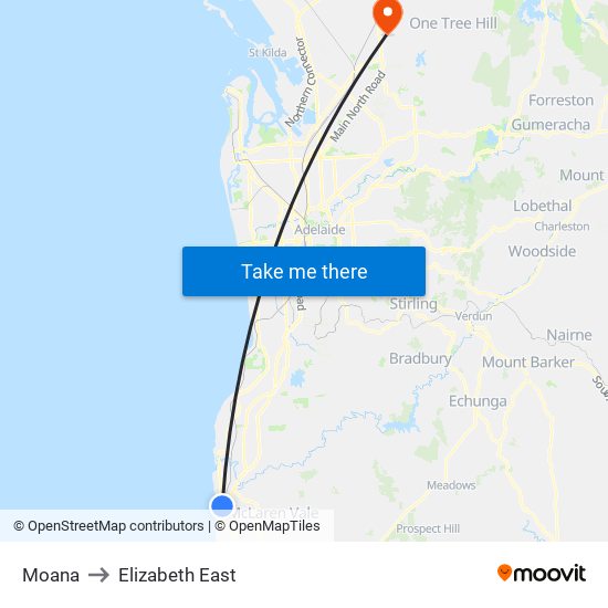 Moana to Elizabeth East map