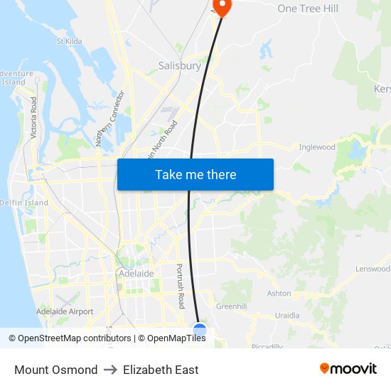 Mount Osmond to Elizabeth East map