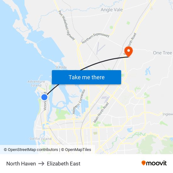 North Haven to Elizabeth East map